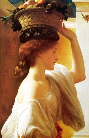 Lord Frederick Leighton - A Girl with a Basket of Fruit