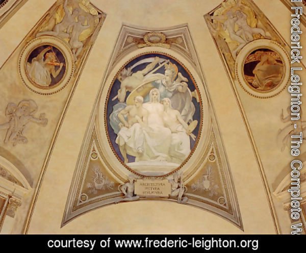 Lord Frederick Leighton - Architecture, Painting and Sculpture Protected by Athena from the Ravages of Time