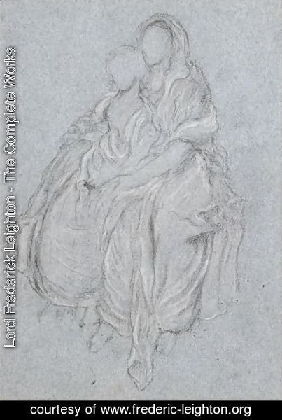 Lord Frederick Leighton - Drapery Study Of The Seated Girls Watching The Festival Procession In The Daphnephoria
