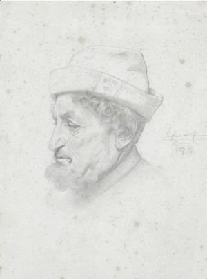 Lord Frederick Leighton - Study Of A Bust Of The Poet Bellini