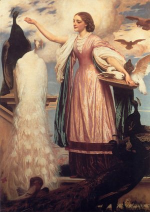 Lord Frederick Leighton - A Girl Feeding Peacocks