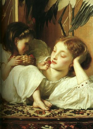Lord Frederick Leighton - Mother and Child (Cherries)  (detail) 1865
